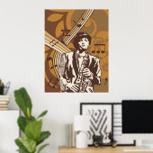 Jazzmusiker mit Saxophon Poster (Heimbüro)