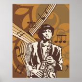 Jazzmusiker mit Saxophon Poster (Vorne)