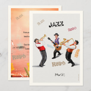 Jazzmusiker Retro-Musik-Blues-Party ART-Gemälde Einladung