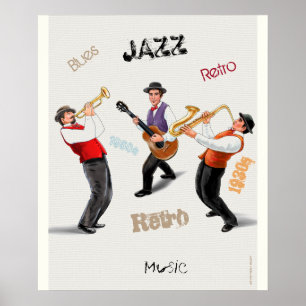 Jazzmusiker Retro-Musik Blues Vintage ART-Gemälde Poster