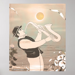 Jazzmusiker Retro-Musik Blues Vintage-ART-Malerei Poster
