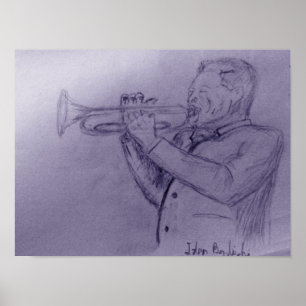 Jazzmusiker spielt Trompete - Skizze Poster