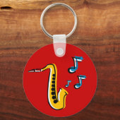 Jazzsaxophon mit Noten Schlüsselkette Schlüsselanhänger (Vorderseite)