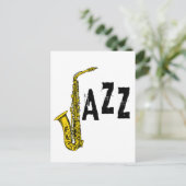 Jazzsymbol mit Saxophon Postkarte (Stehend Vorderseite)