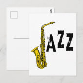 Jazzsymbol mit Saxophon Postkarte (Vorne/Hinten)