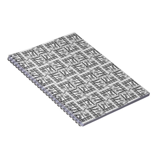Jazzy Black and White Music Notebook Notizblock (Rechte Seite)