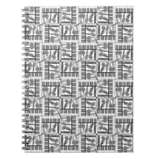 Jazzy Black and White Music Notebook Notizblock