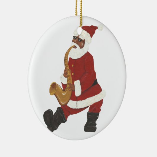 Jazzy Black Santa Weihnachts-Ornament Keramik Ornament (Rechts)