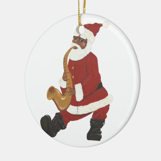 Jazzy Black Santa Weihnachts-Ornament Keramik Ornament (Links)