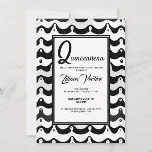 Jazzy Black & White Wavy Zebra Streifen Einladung