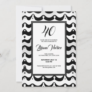 Jazzy Black & White Wavy Zebra Streifen Einladung