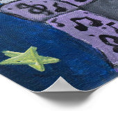 Jazzy Cat Folk Art Poster (Ecke)