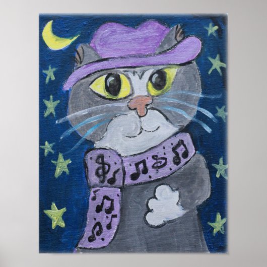 Jazzy Cat Folk Art Poster (Vorne)