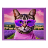Jazzy cat - - Lavendelfeld Poster (Vorderseite)