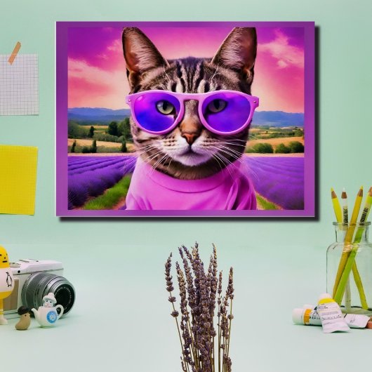 Jazzy cat - - Lavendelfeld Poster