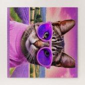 Jazzy cat - - Lavendelfeld Puzzle (Horizontal)