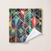 Jazzy Geometric Elegant Classic Boho Geometrie Badhandtuch Set (Waschlappen)