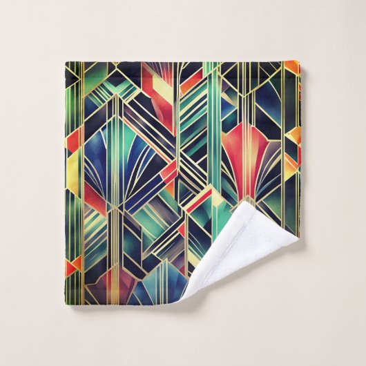 Jazzy Geometric Elegant Classic Boho Geometrie Badhandtuch Set (Waschlappen)