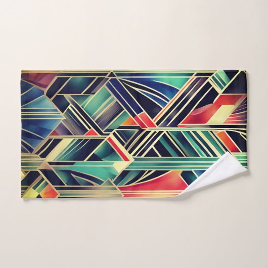 Jazzy Geometric Elegant Classic Boho Geometrie Badhandtuch Set (Handtuch)