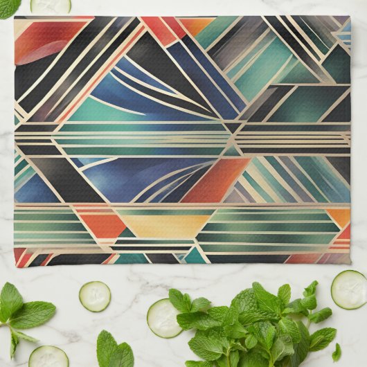 Jazzy Geometric Elegant Classic Boho Geometrie Geschirrtuch (Gefaltet)