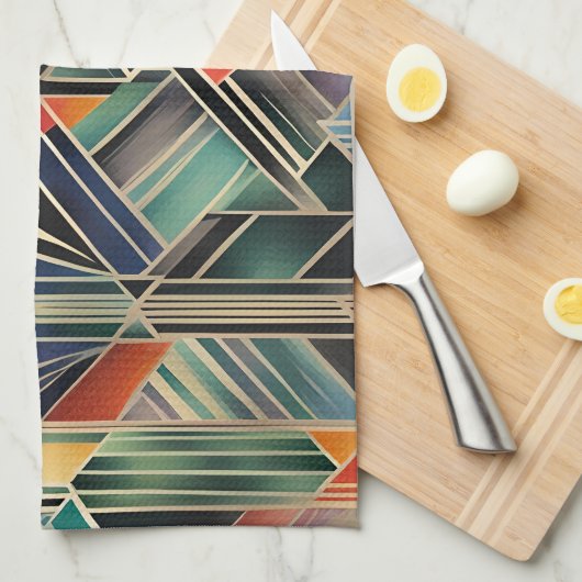 Jazzy Geometric Elegant Classic Boho Geometrie Geschirrtuch (Viertel Falte)