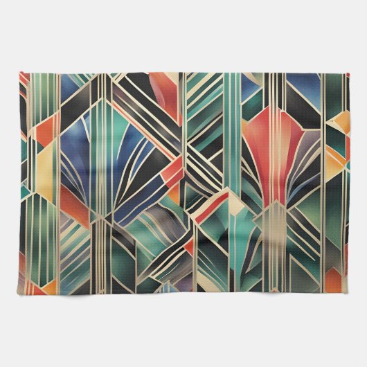 Jazzy Geometric Elegant Classic Boho Geometrie Geschirrtuch (Horizontal)