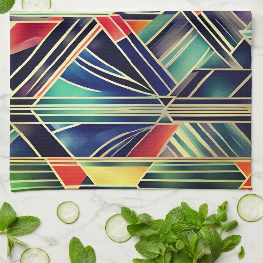 Jazzy Geometric Elegante Klassisches Boho Geschirrtuch (Gefaltet)