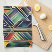 Jazzy Geometric Elegante Klassisches Boho Geschirrtuch (Viertel Falte)