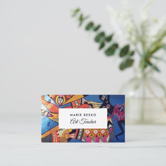 Jazzy Graffiti Art, Art Teacher Visitenkarte (Stehend Vorderseite)