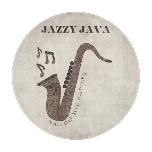 Jazzy Java-Coffee Beans-Saxophon- Schneidebrett (Vorderseite)