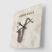 Jazzy Java-Kaffeebohnen-Saxophon- Quadratische Wanduhr (Winkel)