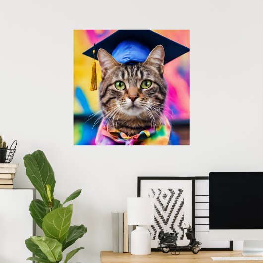 Jazzy Kitty grad hat Poster (Heimbüro)