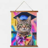 Jazzy Kitty grad hat Wandteppich Mit Holzrahmen (Vorderseite)