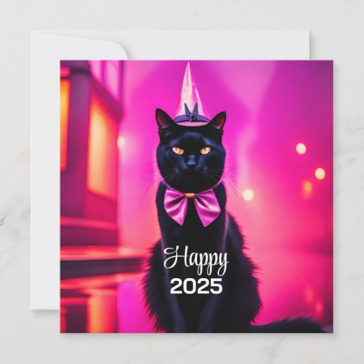 Jazzy Kitty - Happy 2024 Feiertagskarte (Vorderseite)
