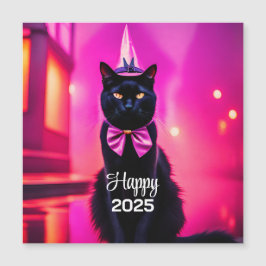 Jazzy Kitty - Happy 2025 Magnetkarte