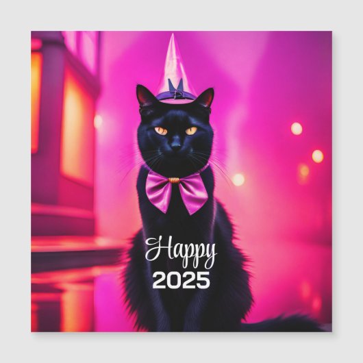 Jazzy Kitty - Happy 2025 Magnetkarte (Vorderseite)