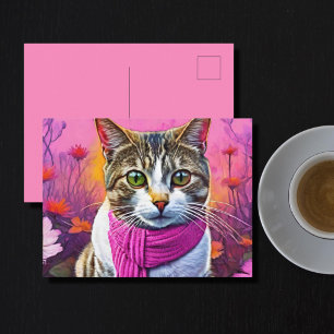 Jazzy Kitty im Frühjahr Postkarte