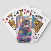 Jazzy Kitty in Pelzmantel - Happy 2025 Spielkarten (Rückseite)