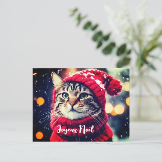 Jazzy Kitty in rotem Pullover - Weihnachten (Stehend Vorderseite)