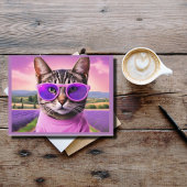 Jazzy Kitty - Lavendelfeld Feiertagspostkarte