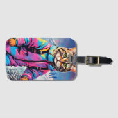 Jazzy kitty on a ski tour gepäckanhänger (Vorderseite (Horizontal))