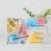 Jazzy Musical Bar Bat Mitzvah Einladung (Stehend Vorderseite)