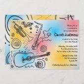 Jazzy Musical Bar Bat Mitzvah Einladung (Vorne/Hinten)