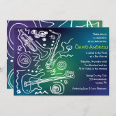 Jazzy Musical Bar Bat Mitzvah Einladung (Vorne/Hinten)