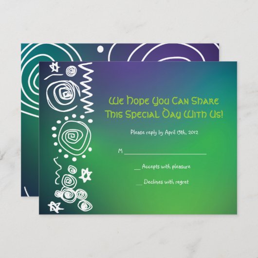 Jazzy Musical Bar Bat Mitzvah Einladungs-Antwortka RSVP Karte (Vorne/Hinten)