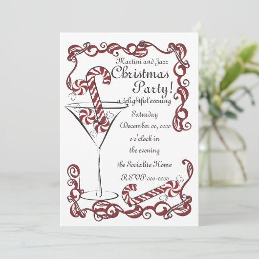 Jazzy Peppermint Martini Einladung (Stehend Vorderseite)