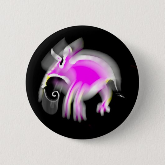 Jazzy Pink Cartoon Aardvark Button (Vorderseite)
