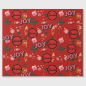 Jazzy Red Christmas Joy Personalize Geschenkpapier (Flach)