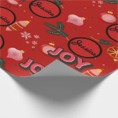 Jazzy Red Christmas Joy Personalize Geschenkpapier (Ecke)