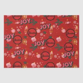Jazzy Red Christmas Joy Personalize Seidenpapier